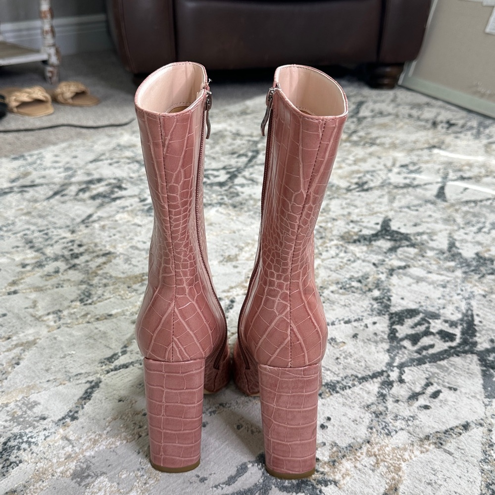 SIMMI pink Crocodile Embossed blocked Healed Calf Height Boots size 7 - Picture 14 of 14